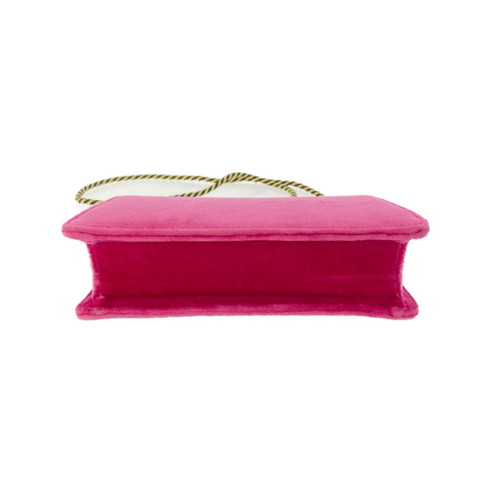 Gucci Broadway Square GG Crystal Velor Clutch Shoulder Bag Pink Black - Picture 4 of 10